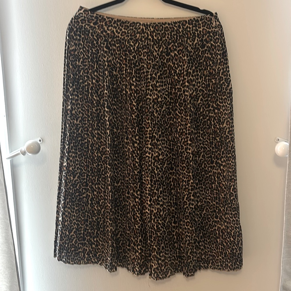 J. Crew Leopard Print Pleated Midi Skirt Size 10